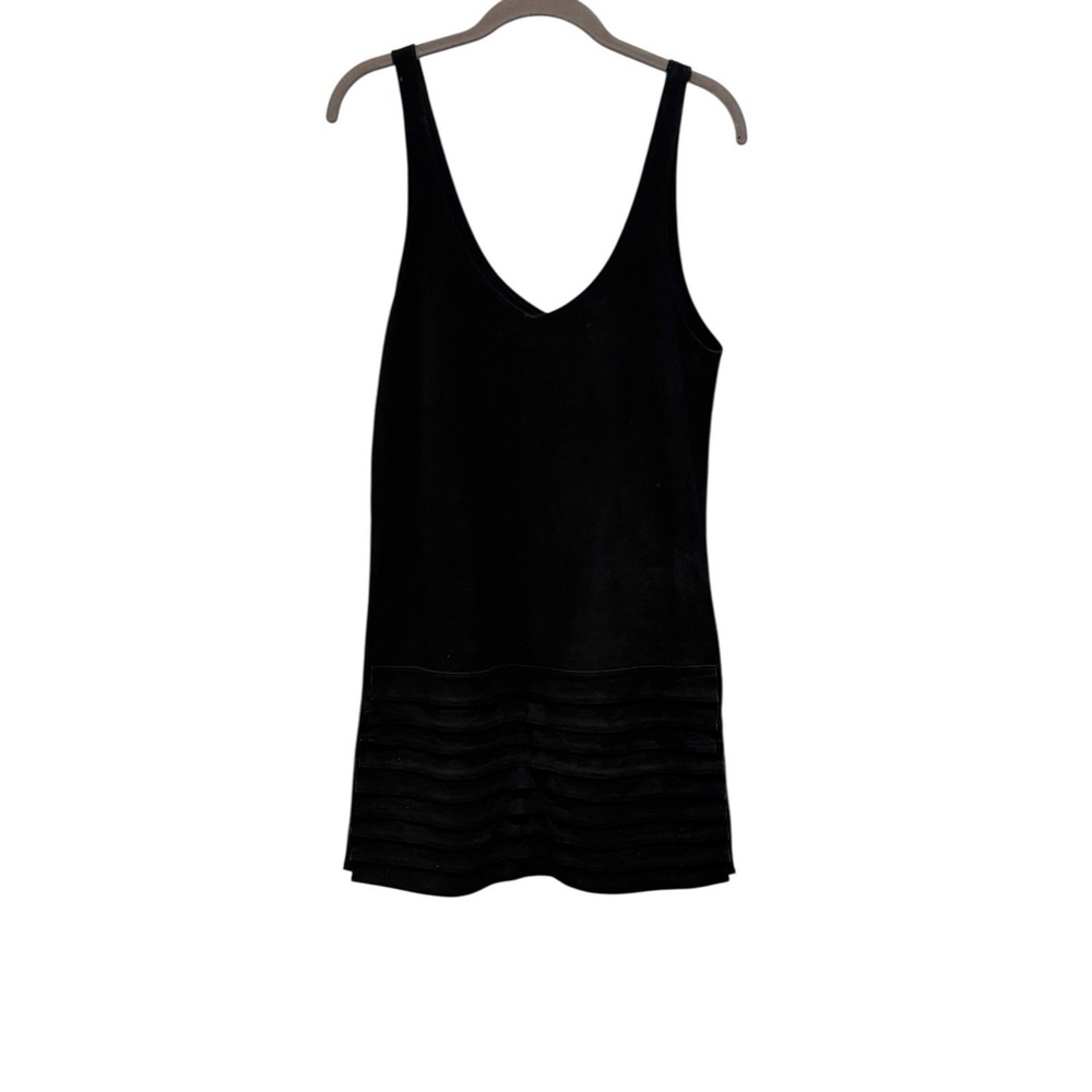 Collina Strada Rare Minimal Y2K Black Suede Mini Dress Size XS/S